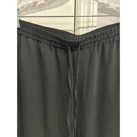 Kate & Mallory Lace Trim Cropped Pants Black Sz XL Drawstring Elastic Waist Chic - Picture 5 of 11